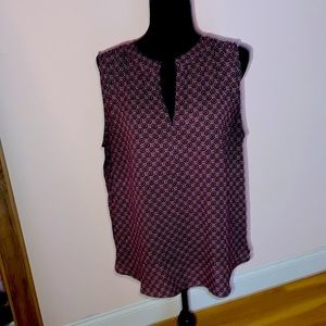 Maroon and black sleeveless blouse